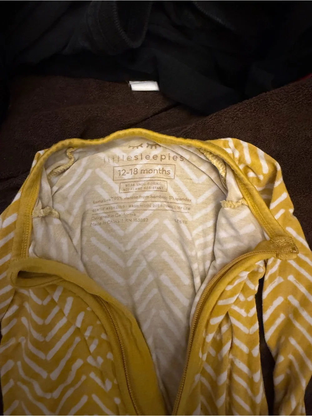 Little Sleepies Yellow Chevron Footed One-Piece